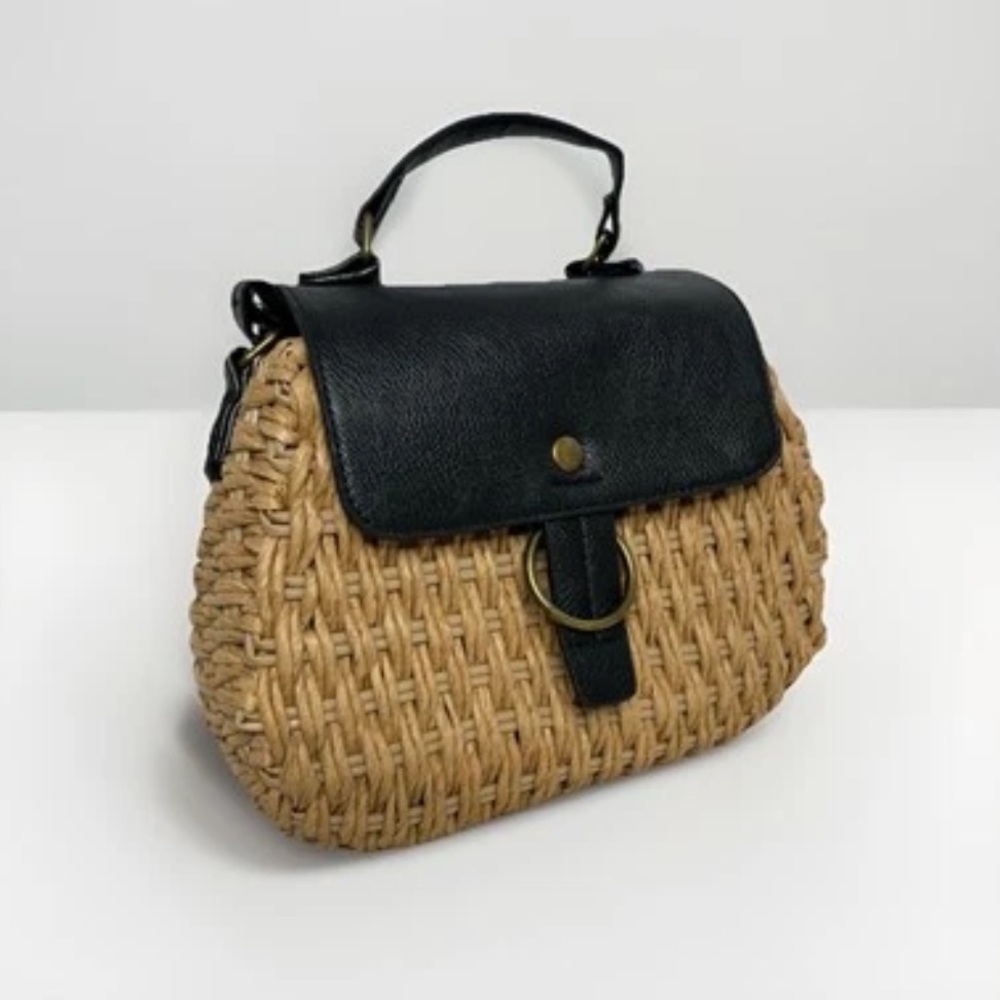 MATISSE RAFFIA STRAW BEACH HANDBAG CROSSBODY STRAP RESORT BAG NEW